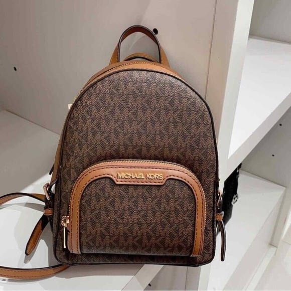 MICHAEL KORS JAYCEE XS Mini Convertible Brown Logo Canvas Backpack NWT $398 main image 7